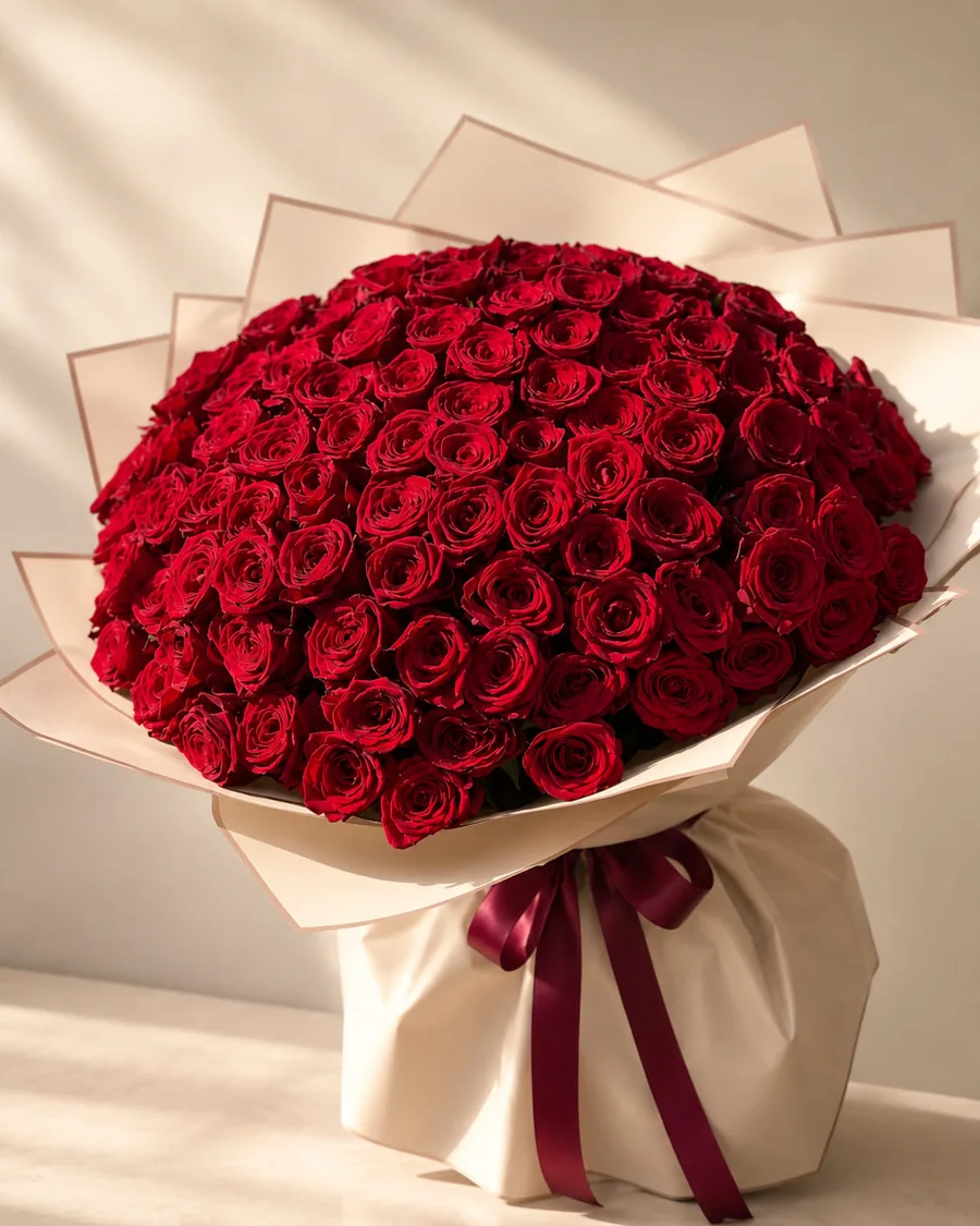 Velvet Rouge luxury red rose bouquet for delivery in Agadir